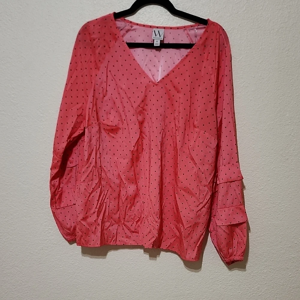 Worthington Pink Ruffled Blouse with Relaxed Fit - Picture 1 of 8